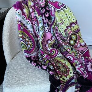 Vera Bradley Pink Green and White Paisley Fleece Blanket